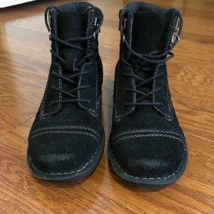 Clarks Black Suede Booties, Size 7 M